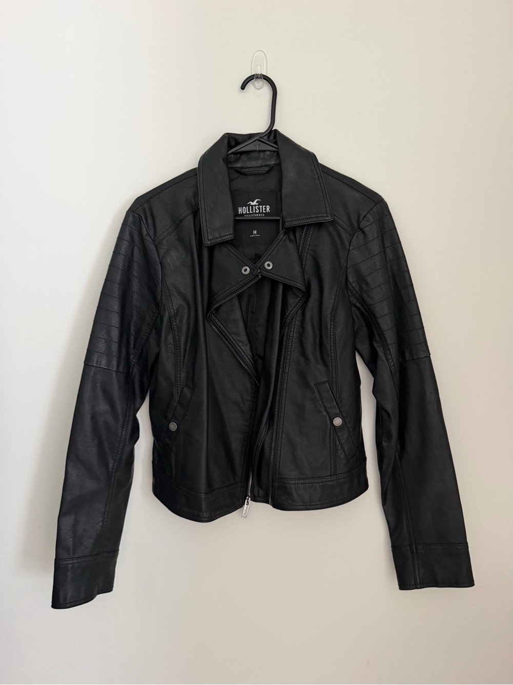 Hollister Black Faux Leather Jacket Women’s Size Medium